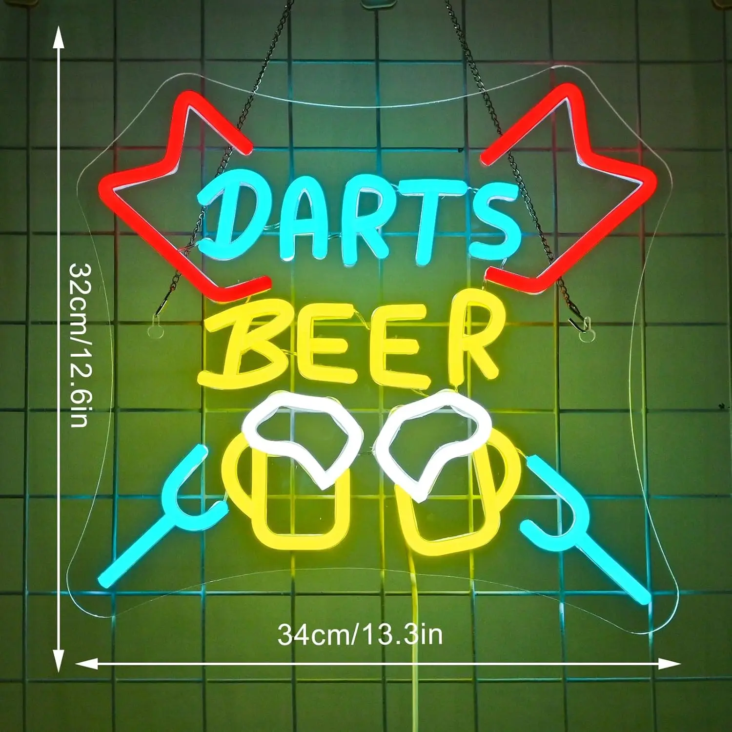 Darts Beer Neon Sign USB Powered LED Dimmable Neon Light for Beer Bars Clubs Game Room Living Room Wall Decor Personzalized Gift