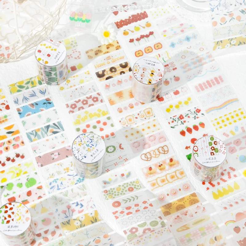 

Mr. Paper Creamy Salt Floral Tape 3-Roll Set - Vellum Die-Cut Craft, Cottagecore Journal Decor, Fresh Collage MateriaL DIY Dairy