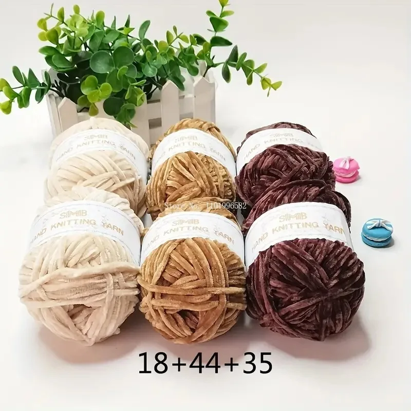 50g/ Ball Hand-woven 3mm Diameter Thick Chenille Gold Velvet Thread DIY Handwork Crocheted Sweater/bag/hat/doll Raw Material