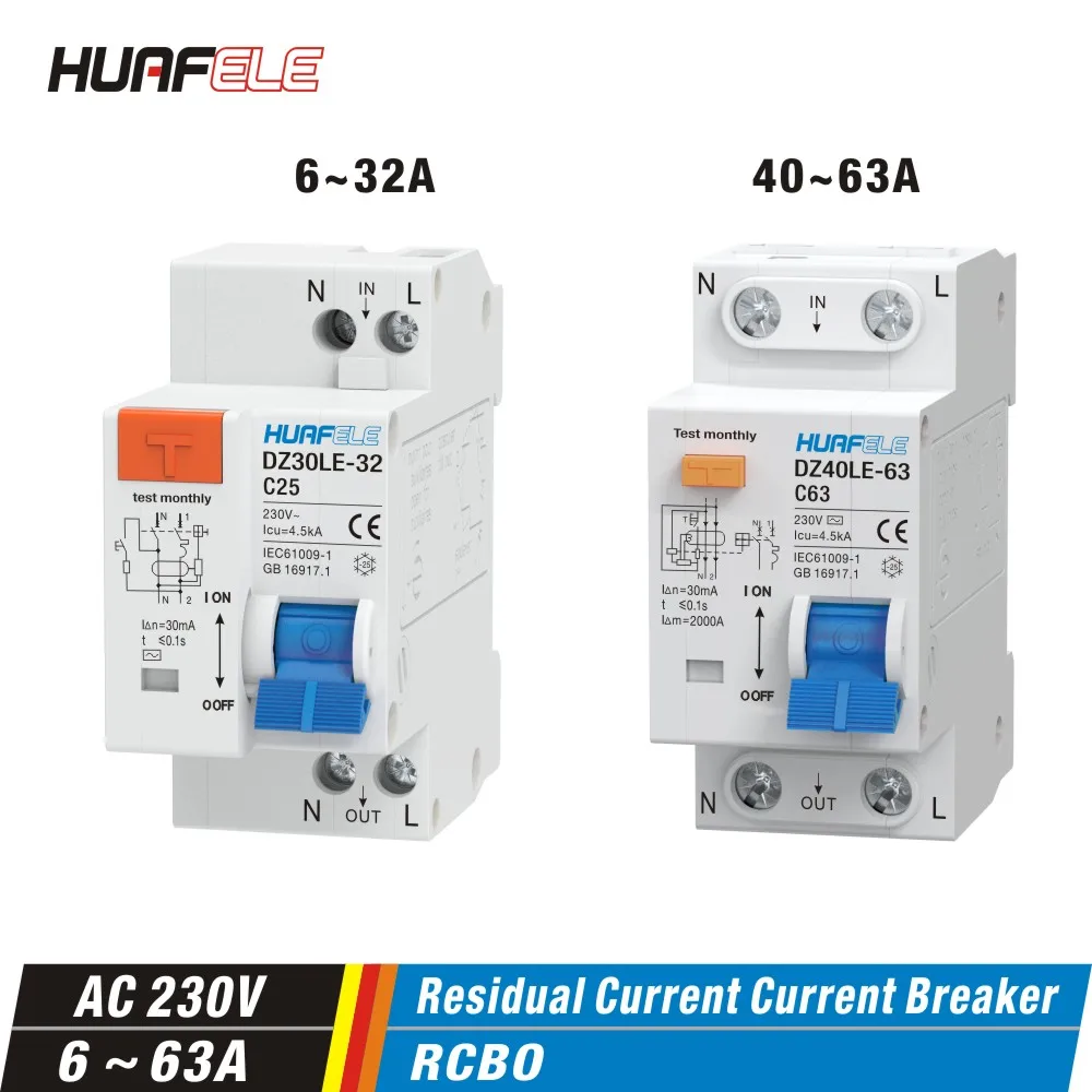 DZ30LE DPNL 230V 1P+N residual current circuit breaker with overcurrent and short-circuit leakage protection RCBO MCB 6-63A