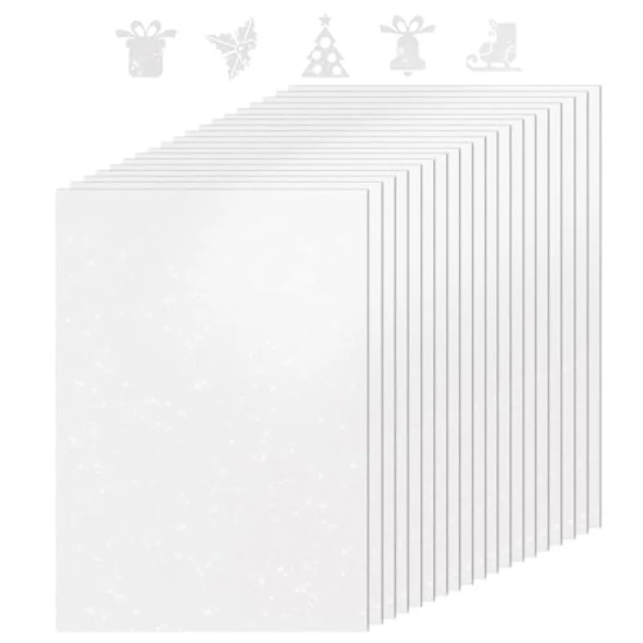 

Бумага для творчества A4 (8,5 x 11 дюймов), белая, с блестками, 250 г/м², для Cricut, скрапбукинга, изготовления открыток, DIY-проектов, декора для вечеринок