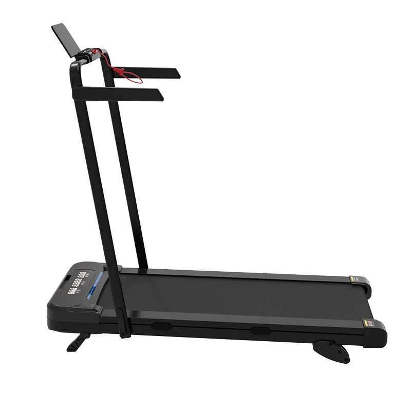 Compact Foldable Indoor Electric Treadmill with Handrails Quiet Operation and Shock Absorption Adjustable Incline for Home