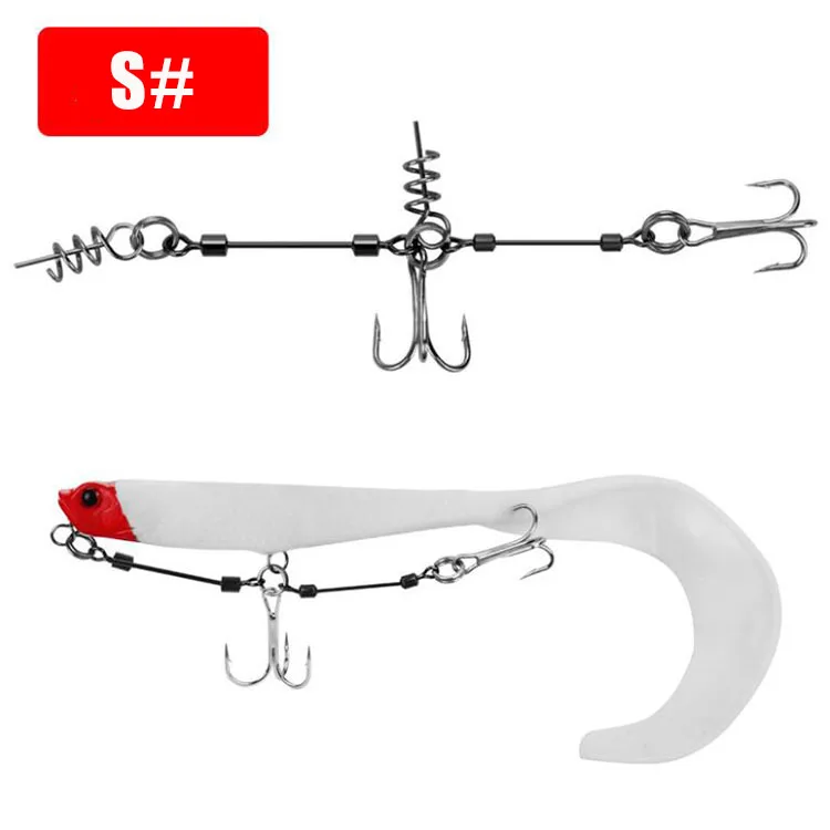 Waterboy S/M/L Fish Screw Rig Kit Double Fishing Treble Hooks W/ Pike Center Pin Shad Belly Stingers  Shallow-Rigging Soft Lure