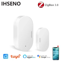 Датчик двери Tuya Smart Zigbee, детектор открытия и закрытия дверей, охранная сигнализация для дома, управление жизнью через Alexa Google Home