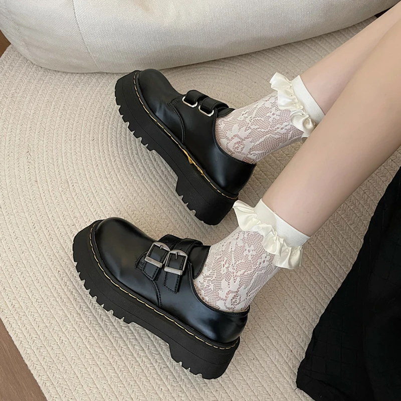 Shoes Woman 2024 Clogs Platform Black Flats Oxfords Round Toe Autumn Female Footwear Casual Sneaker Loafers With Fur British St