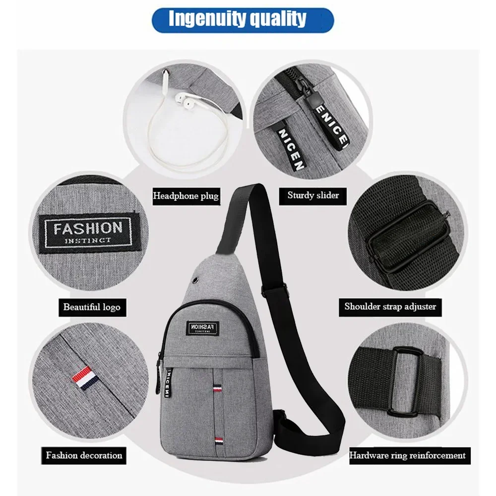 Casual Chest Bag Men Multifunction Anti-theft USB Charging Men Crossbody BagTravel Chest Bag Pack Mal Shoulder Women Backpack