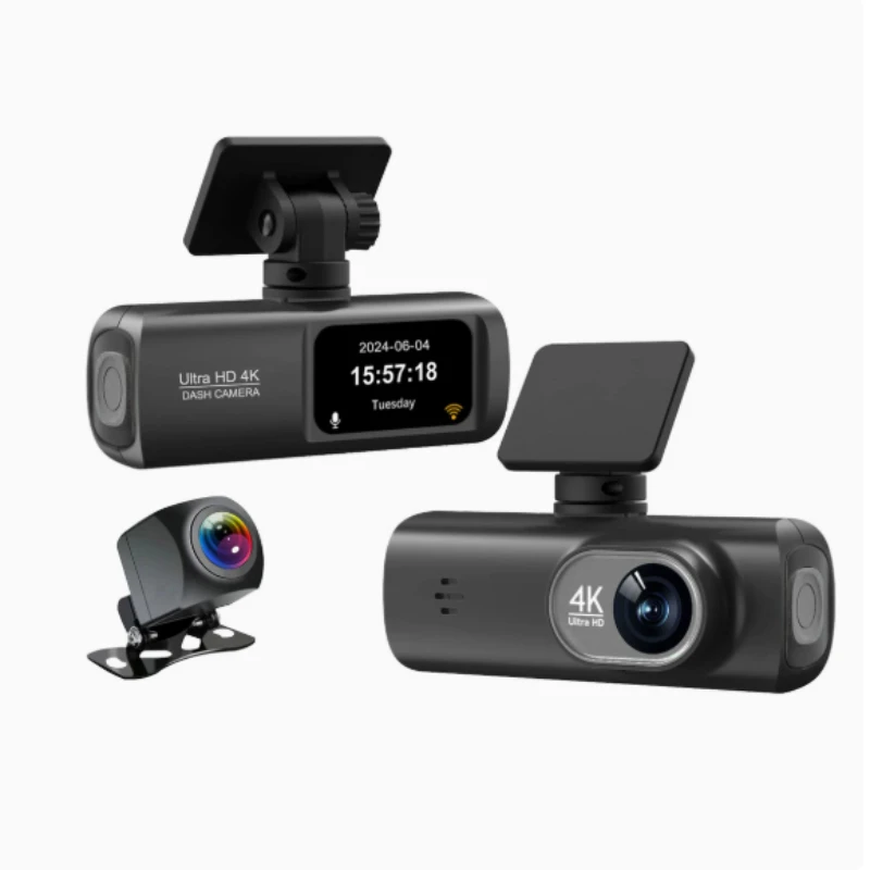 

Видеорегистратор HONG TONG Ultra HD 4K с Wi-Fi, двойной записью спереди и сзади, и функцией отображения изображения заднего вида