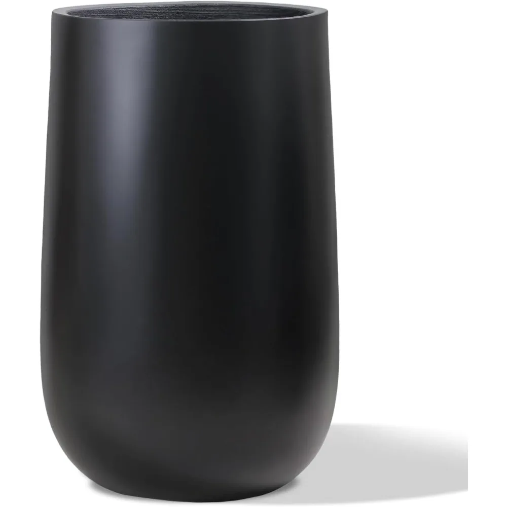 

Concrete Tall Planter Outdoor Indoor, Large Cement Plant Pots for Trees Flowers (Black, 24 inch)