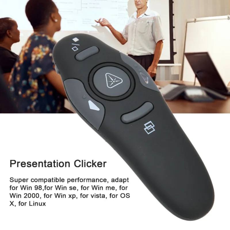 Clicker per presentazioni Maniglia ergonomica Telecomando per presentatore wireless da 2,4 Ghz con ricevitore wireless per lezioni di riunioni vocali