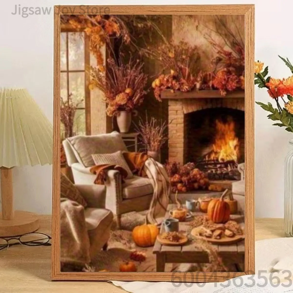 Cozy Art Jigsaw Puzzle, Autumn Fireplace Room, Japanese Tea House Lake, Pink Azalea Flowers, Monet Water Lily, 500-2000Pcs