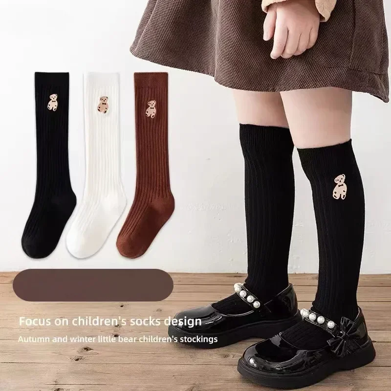 

1 Pair Cute Kids Sock Lovely Fashion Cartoon Bear Knee High Sock for Toddler Girl Spring Autumn Thin Cotton Children Calf Sock