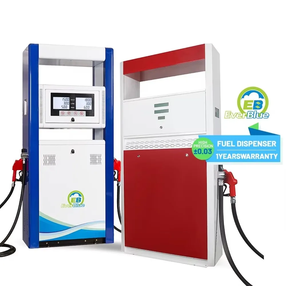 Dual Nozzle Fuel Dispenser 4-Sided LCD Display High Efficiency Oil Dispenser for Gas Station Reduce Queues