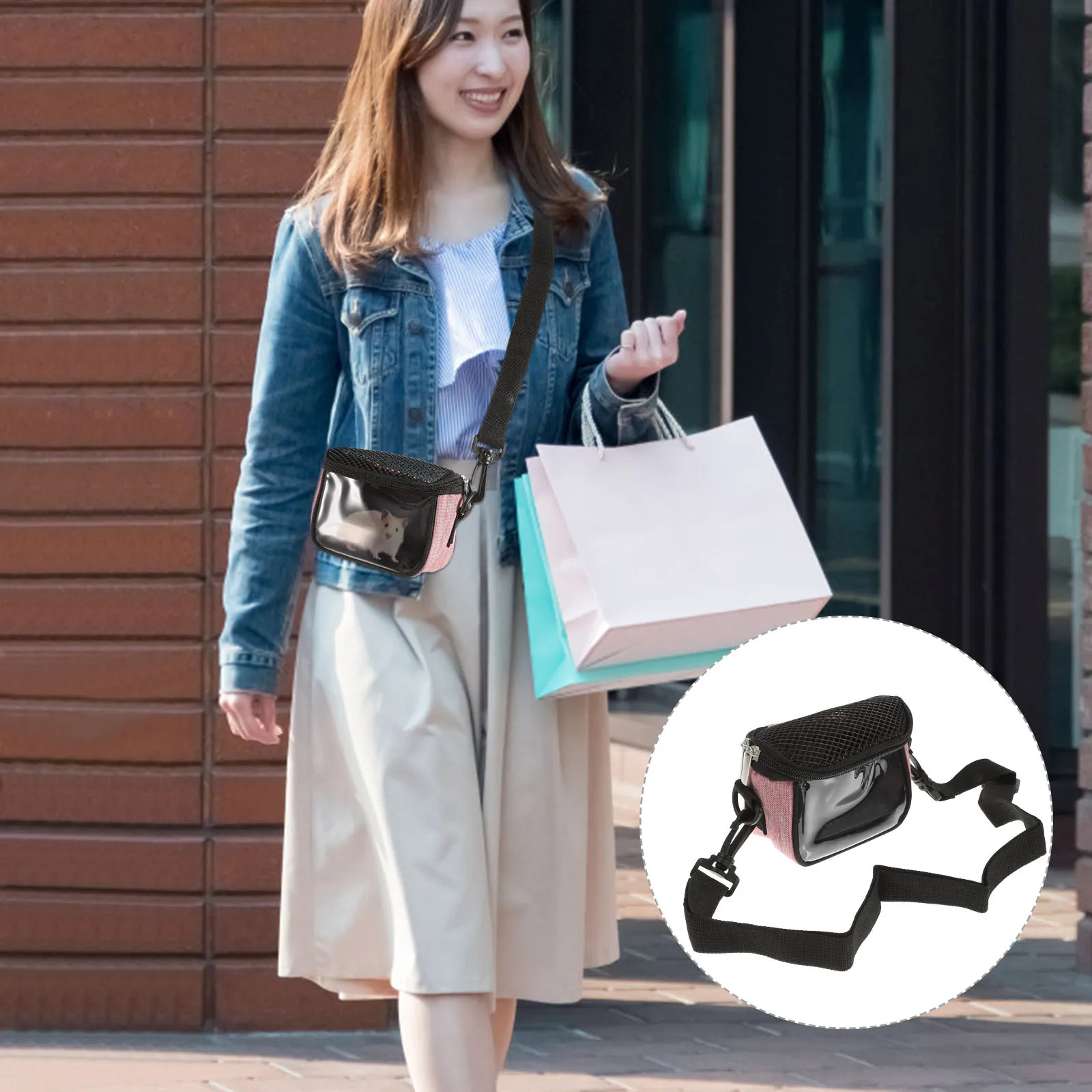 

1pc Small Animal Carrier Bag Pet Travel Sling For Hamster Hedgehog Outdoor Portable Lightweight Ventilated Compact Chinchilla