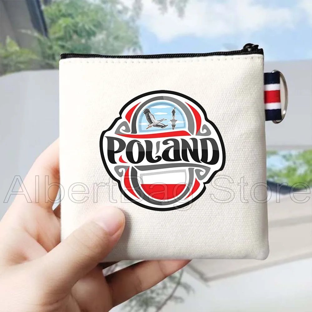 الحب Warsaw بولندا العلم البولندية خريطة تذكارية الهدايا قماش محفظة نسائية للعملات المعدنية حقيبة صغيرة مربعة المحفظة مفتاح تخزين حافظة للبطاقات سستة الحقيبة #5