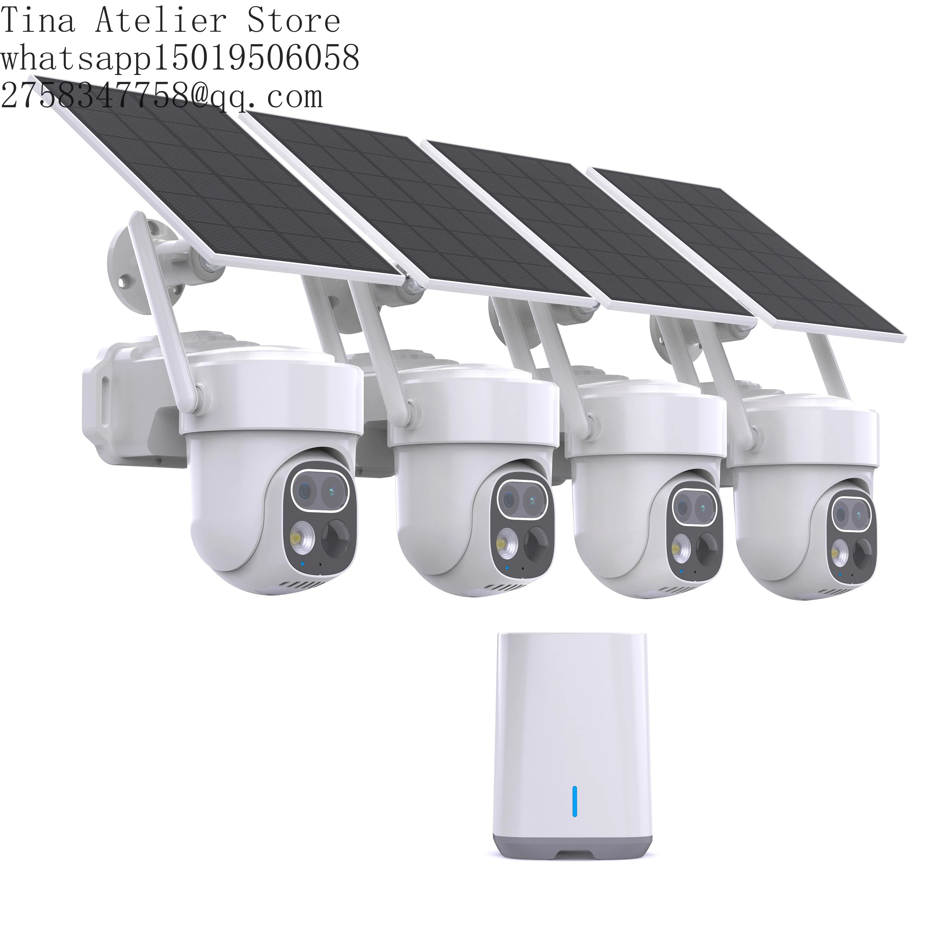 Outdoor Solar Cameras Dual Lens 4CH 2CH Wireless CCTV Night Vision Home Security WIFI NVR Camer=a System Kit with Homebase