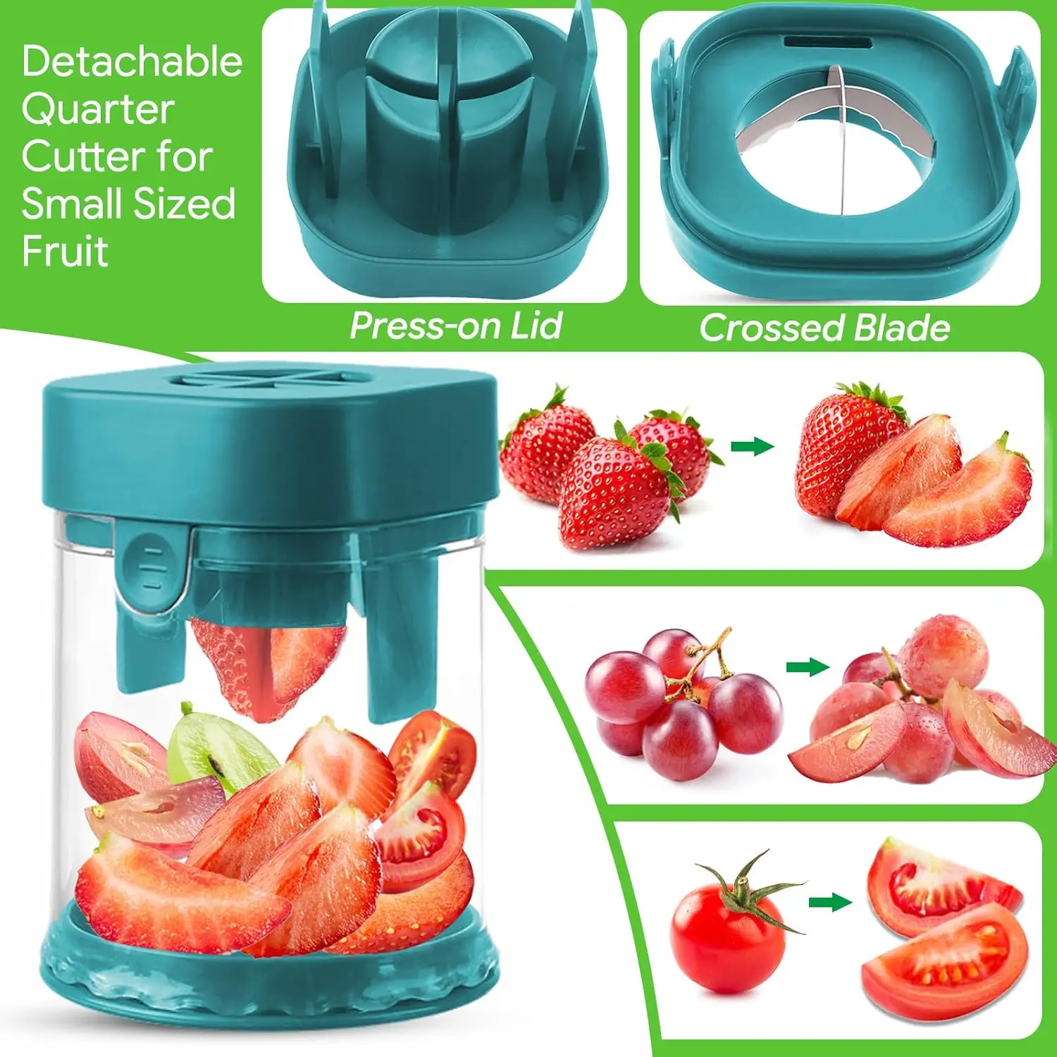 Small Fruit Cutter with Storage Creative Strawberry Grape Egg Slicer with Stainless Steel Blade Quick Make Salad Kitchen Gadget - view 4
