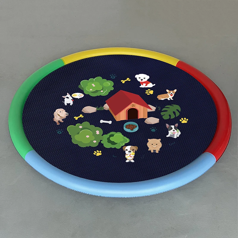 Spritzschutz für Hunde und Kinder – rutschfester Hundeschwimmbecken für große Hunde, 0,45 mm verdickte und langlebige Wasserspielmatte für den Außenbereich, Sommer-Sprinkler-Spielzeug für den Hinterhof (22, Blau)