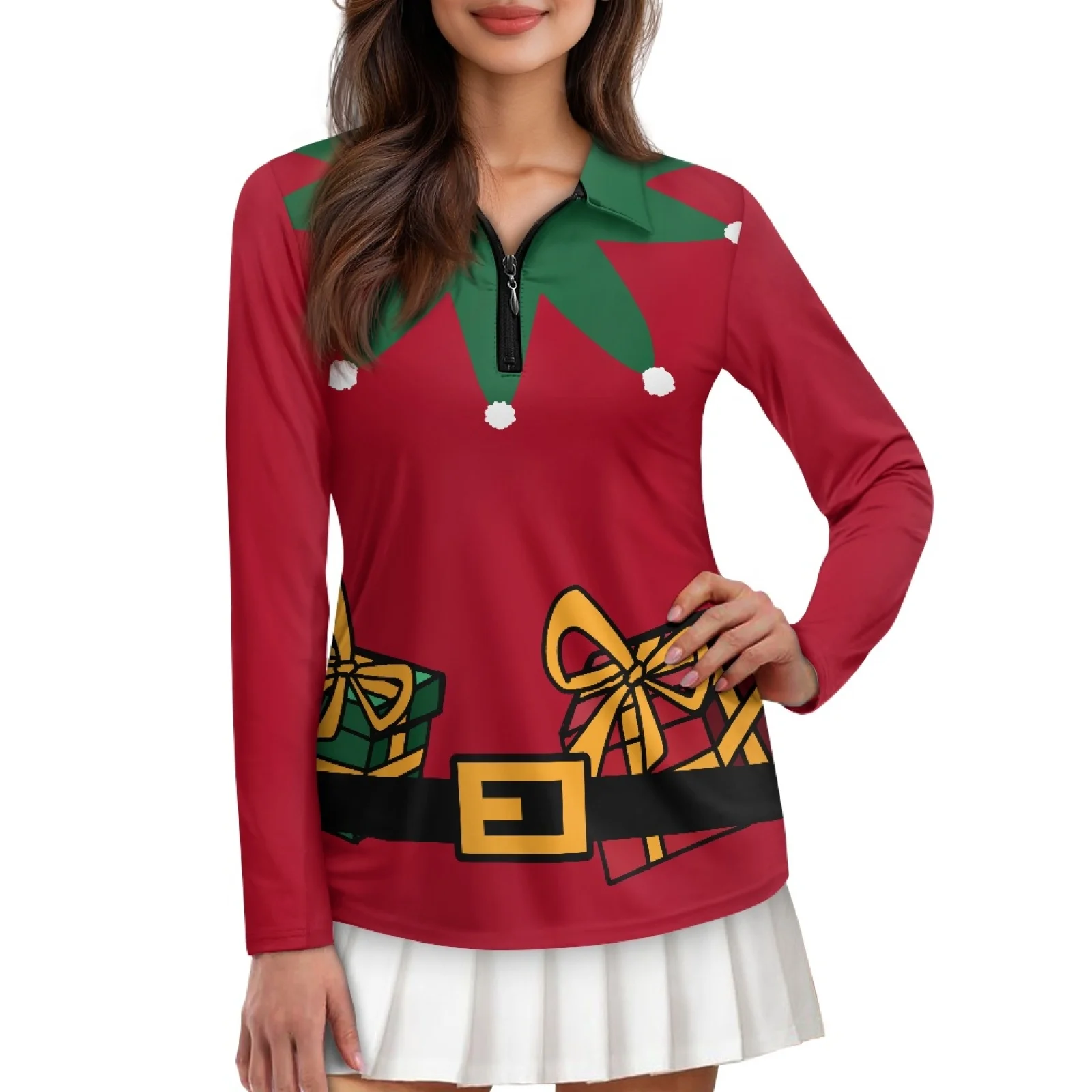 PENSTROLL Christmas Womens Plus Size Tennis Activewear Blouses Stretchy Tennis Polo Shirts for Jogging