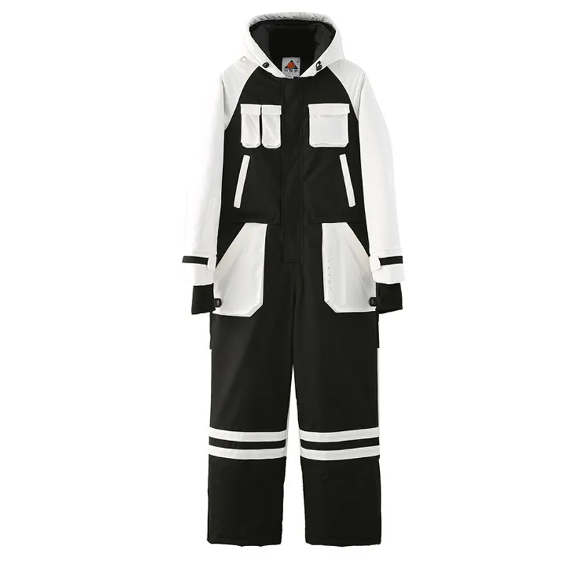 

STLF New Boys and Girls' Ski Suit Winter Outdoor Cycling Ski Cotton Suit Waterproof Black and Warm Children's Set