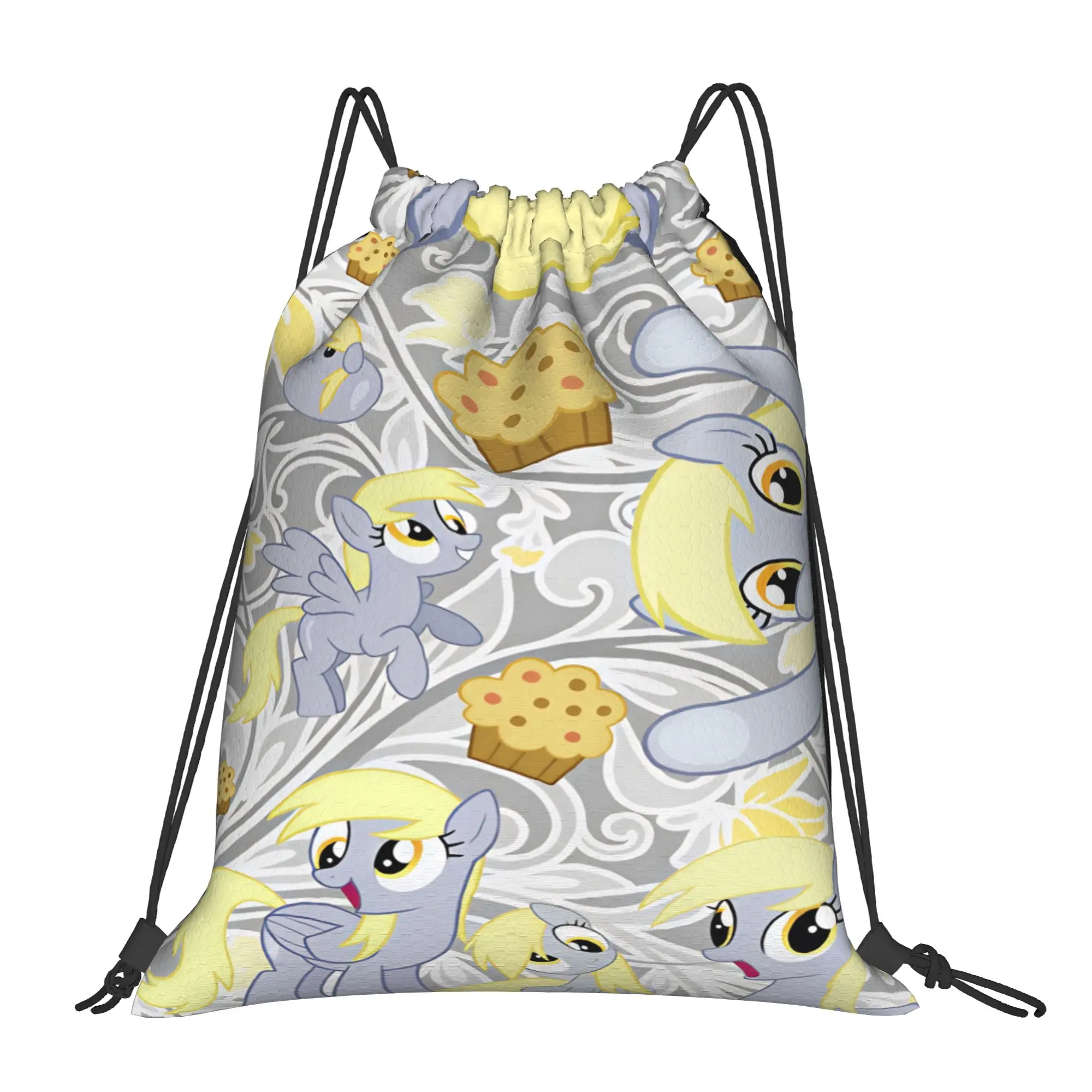 Derpy Muffins Hooves Drawstring Bag  School Gym Couple BackpacksWaterproof Retro Sackpack String Bags