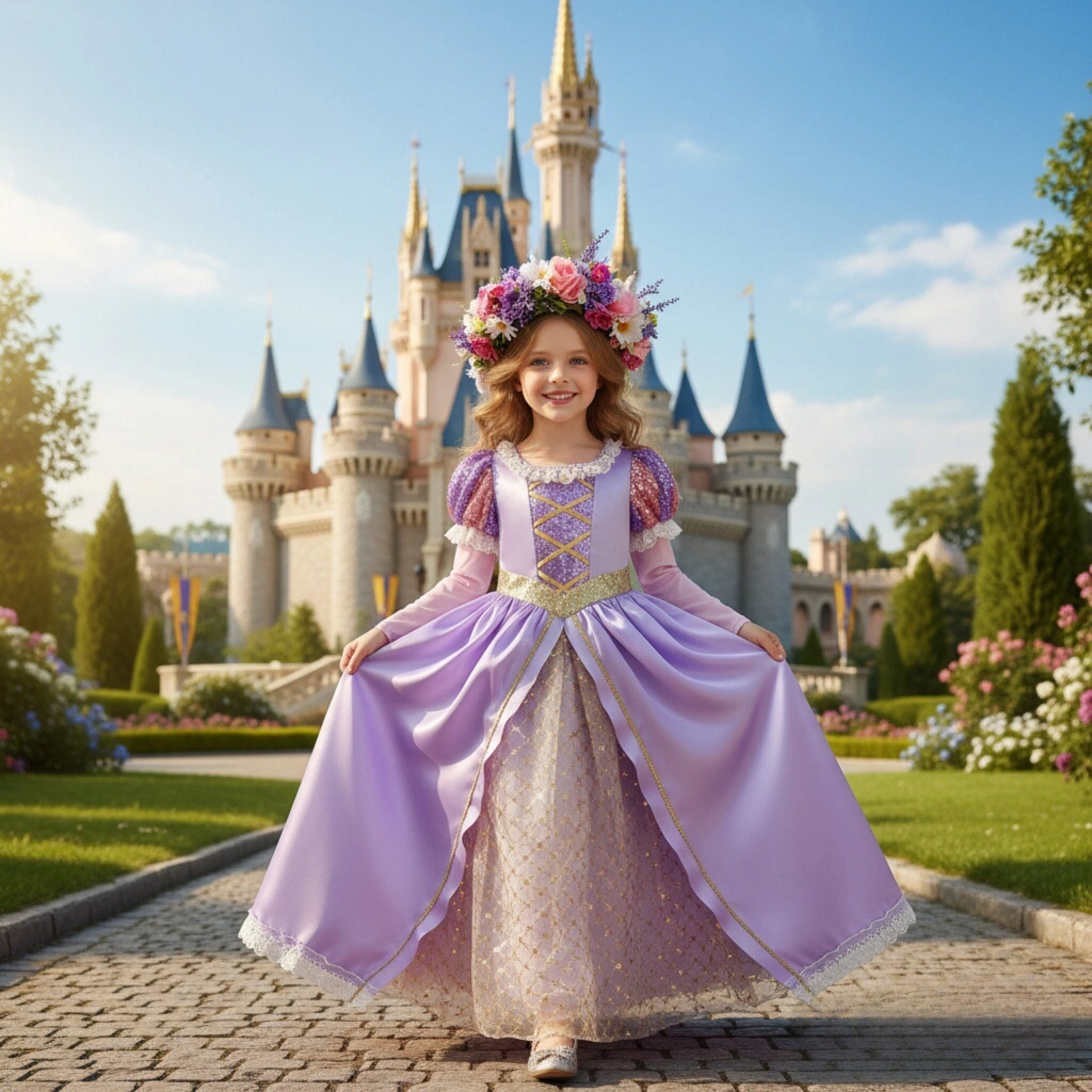 ديزني الأميرة رابونزيل للفتيات زي فيلم متشابكة الاطفال تأثيري كرنفال حفلة فستان عيد الميلاد عيد الميلاد 2-10Yrs #2