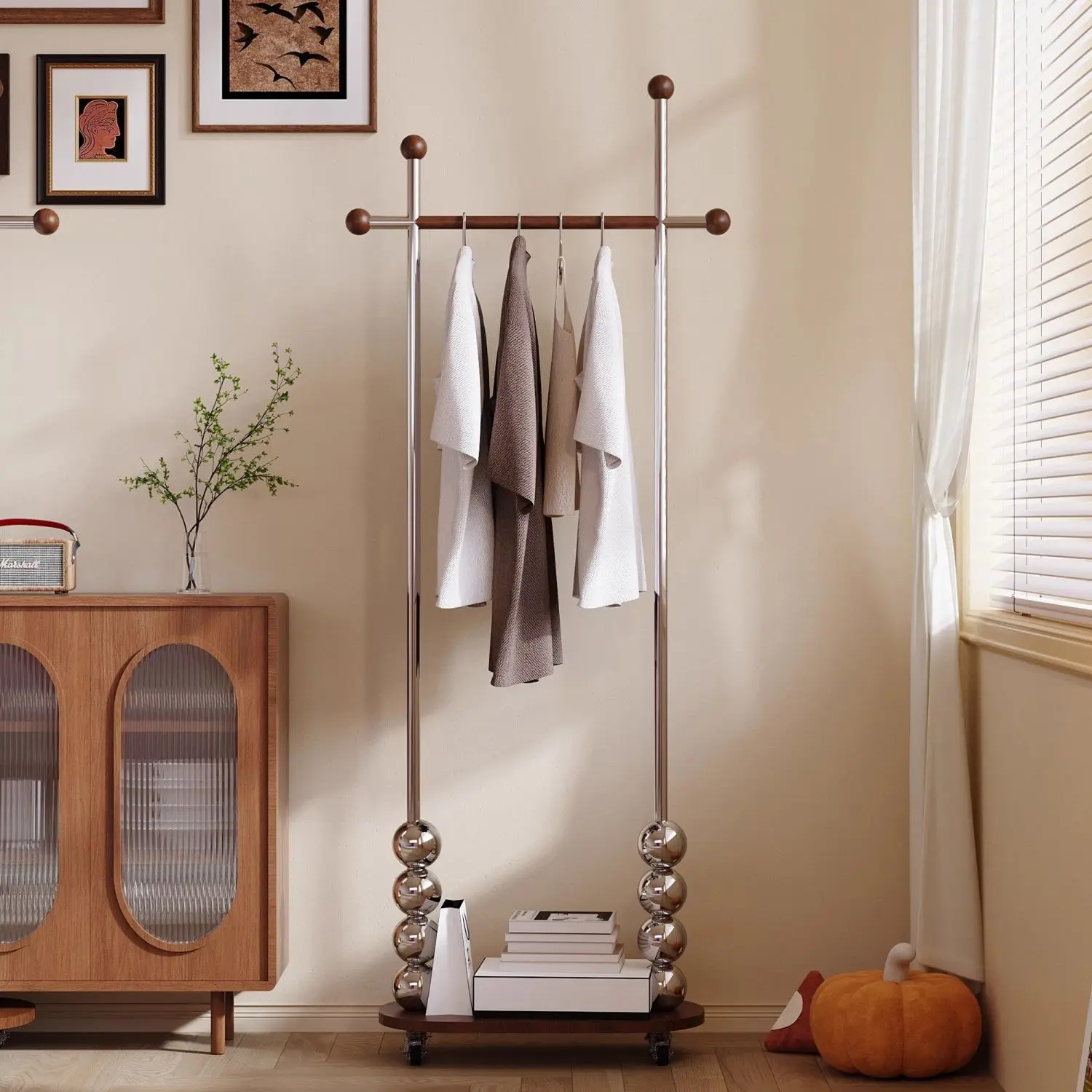 Medieval coat rack home bedroom floor-to-ceiling hanger household removable clothes storage rack