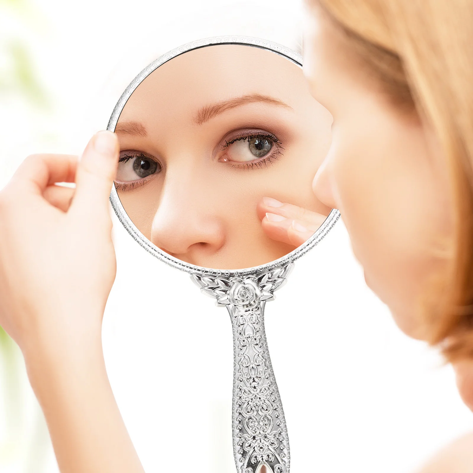 Miroir de maquillage avec poignée, poche à outils, pratique, rétro, ABS, déterminer la petite vanité