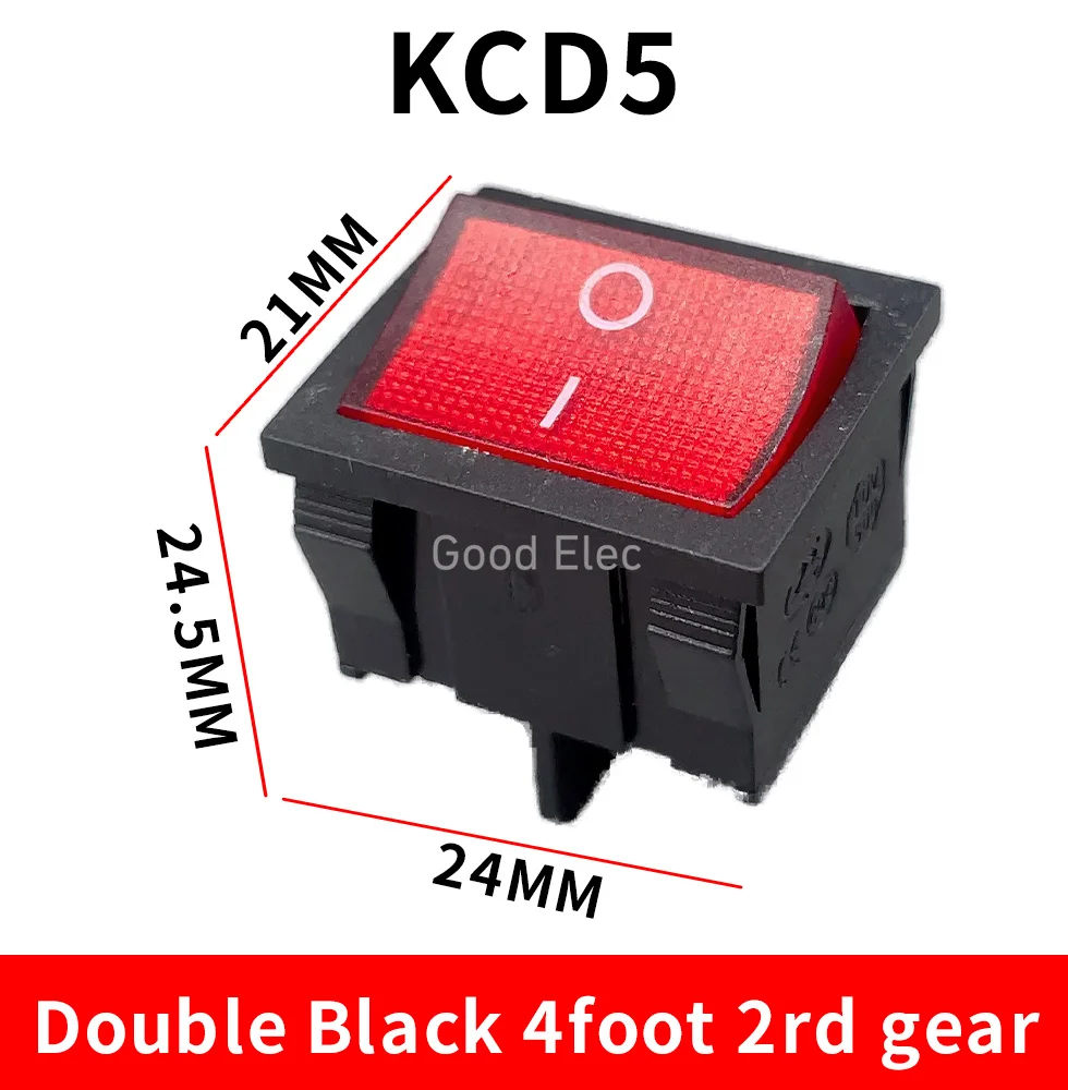 KCD5 boat shaped switch black 4/6-pin 2/two gear 3-speed red green dual power supply with lights boat shaped switch 6A250V