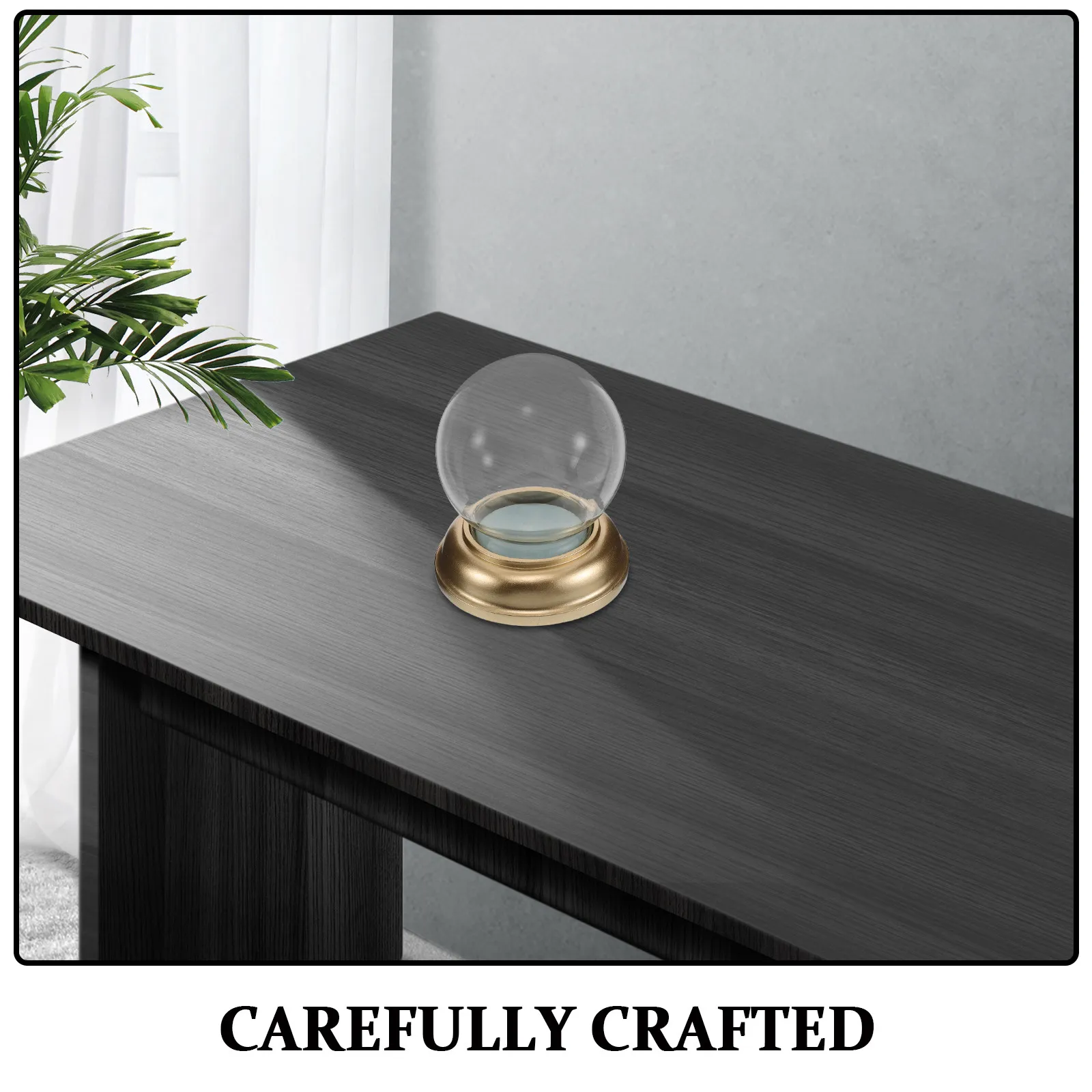Fillable Clear Glass Snow .2 X 5.1 Inch Round Dome with Gold Base Empty Snow Globes for DIY Crafts and Decorations
