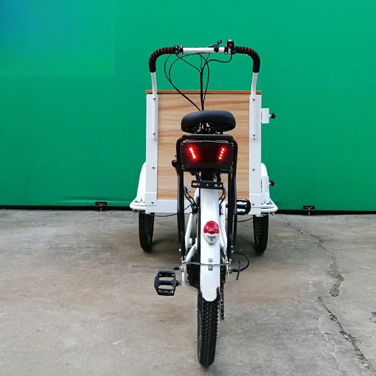 Electric upside down donkey takeaway bicycle mall street view coffee milk tea sale human pedal tricycle view 4