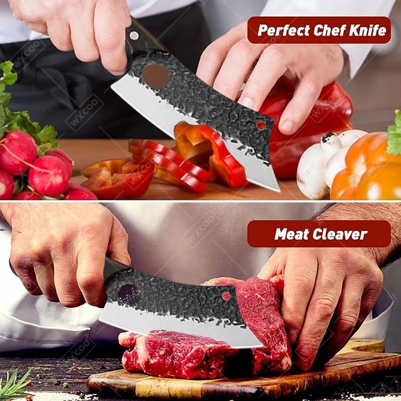 WXCOO Forged Stainless Steel High Carbon Steel Knife Kitchen Knife Meat Cleaver Boning Knife for Fruit Vegetable Beef Slicing