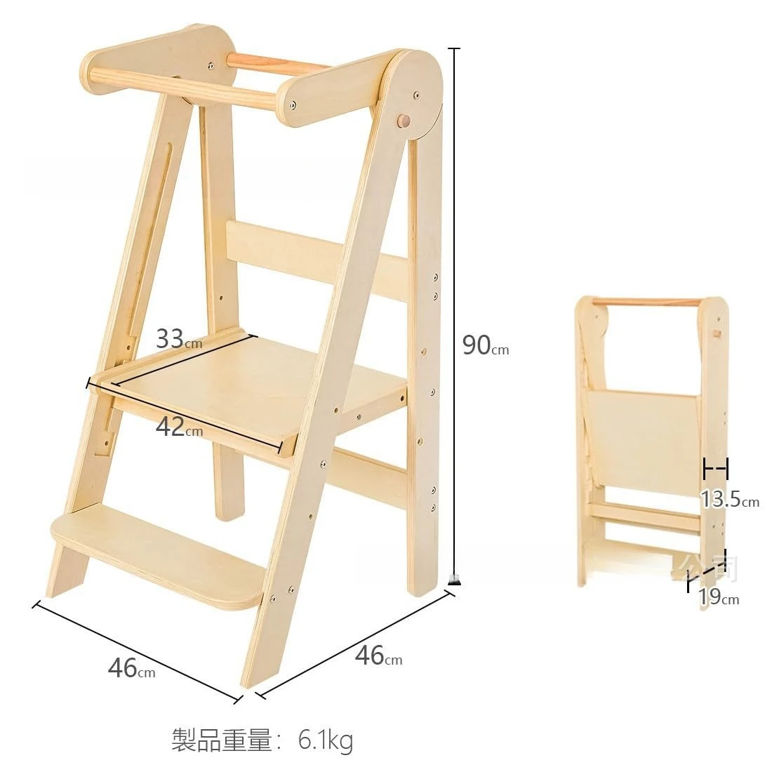 

LM KIDS Montessori Kid Foldable Toddler Baby Folding Learning Tower Kitchen Stool Helper Standing Tower with 3 Adjust Heights
