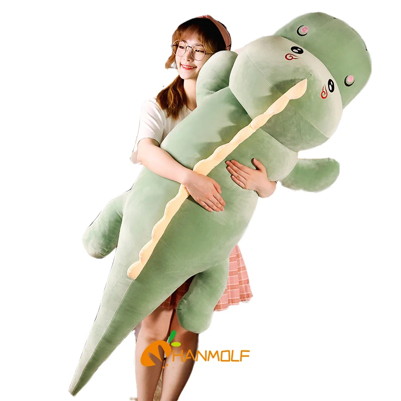 Green Dinosaur Smile Kiss Cute Dino Lying Animal Plush Toy Stuffed Soft Doll Pink Blue Gift 50/80/100/120cm