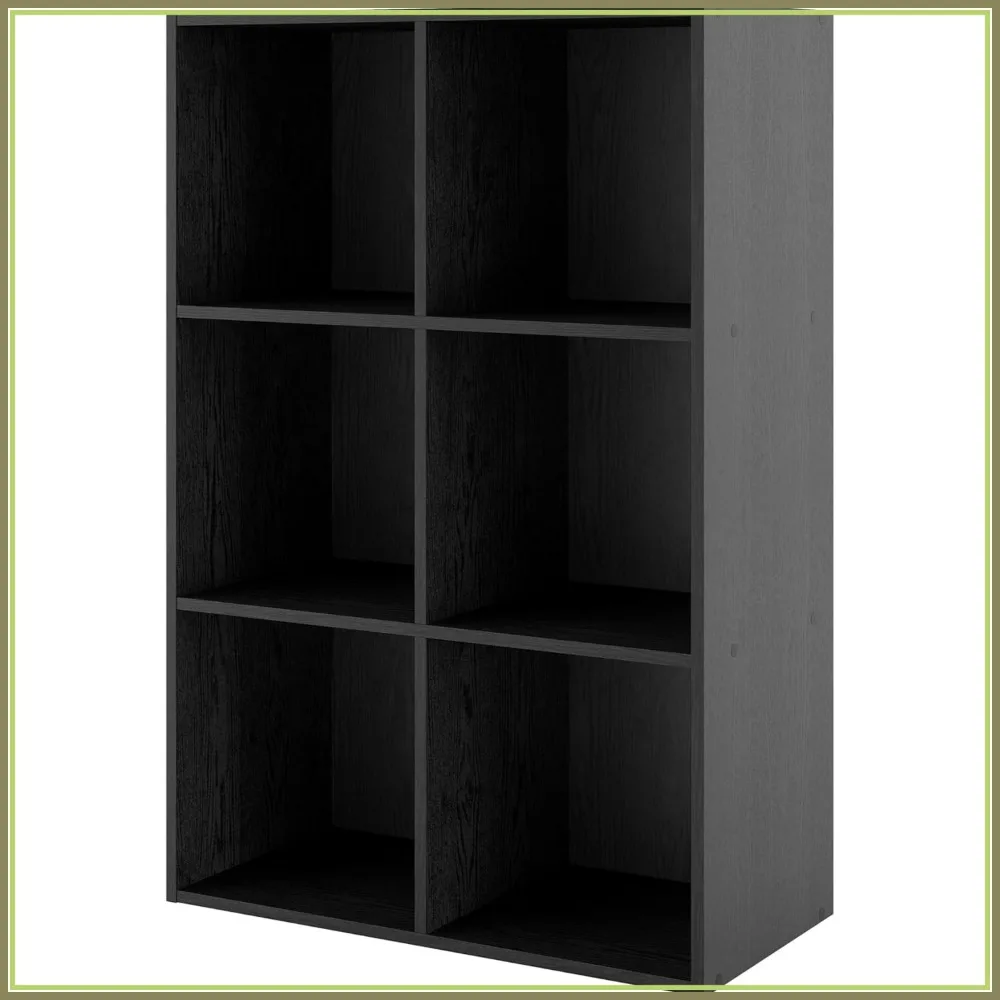 

6-Cube Storage Organizer Shelves, Stackable Wood Bookcase Fits Cubby Bins for Home Office & Dorm Room Decor, Black