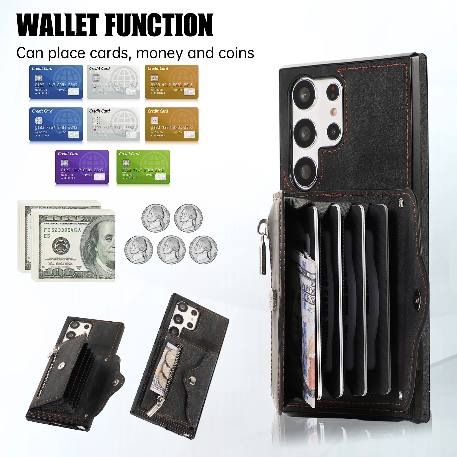 حافظة هاتف كروس جلدية عادية لهاتف سامسونج جالاكسي S25 Ultra Edge S24 FE S23 Plus S22 S21 S20 Note20 محفظة فتحة للبطاقات #4