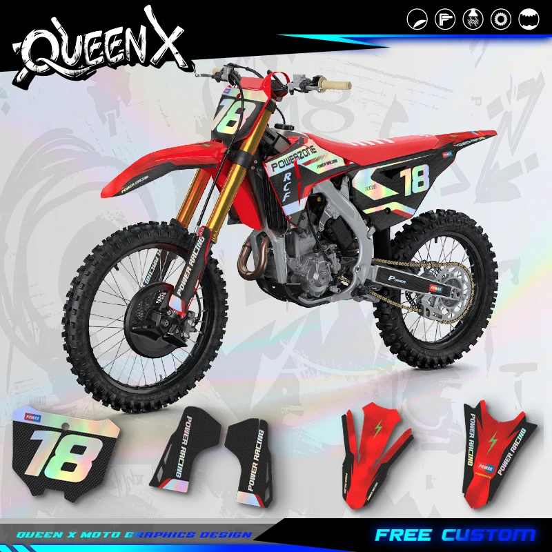 Queen X MOTOR Custom Team Graphics Decals Stickers Kit For Honda CRF250R 450R 2025 2026 2027 03