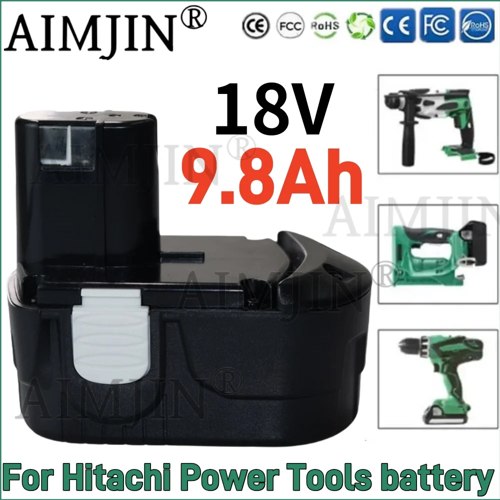 Rechargeable Battery 18V 9800mAh for Hitachi Power Tool Screwdriver Drill: EB1820 EB1812 EB1830H EB1833X EB18B 322437