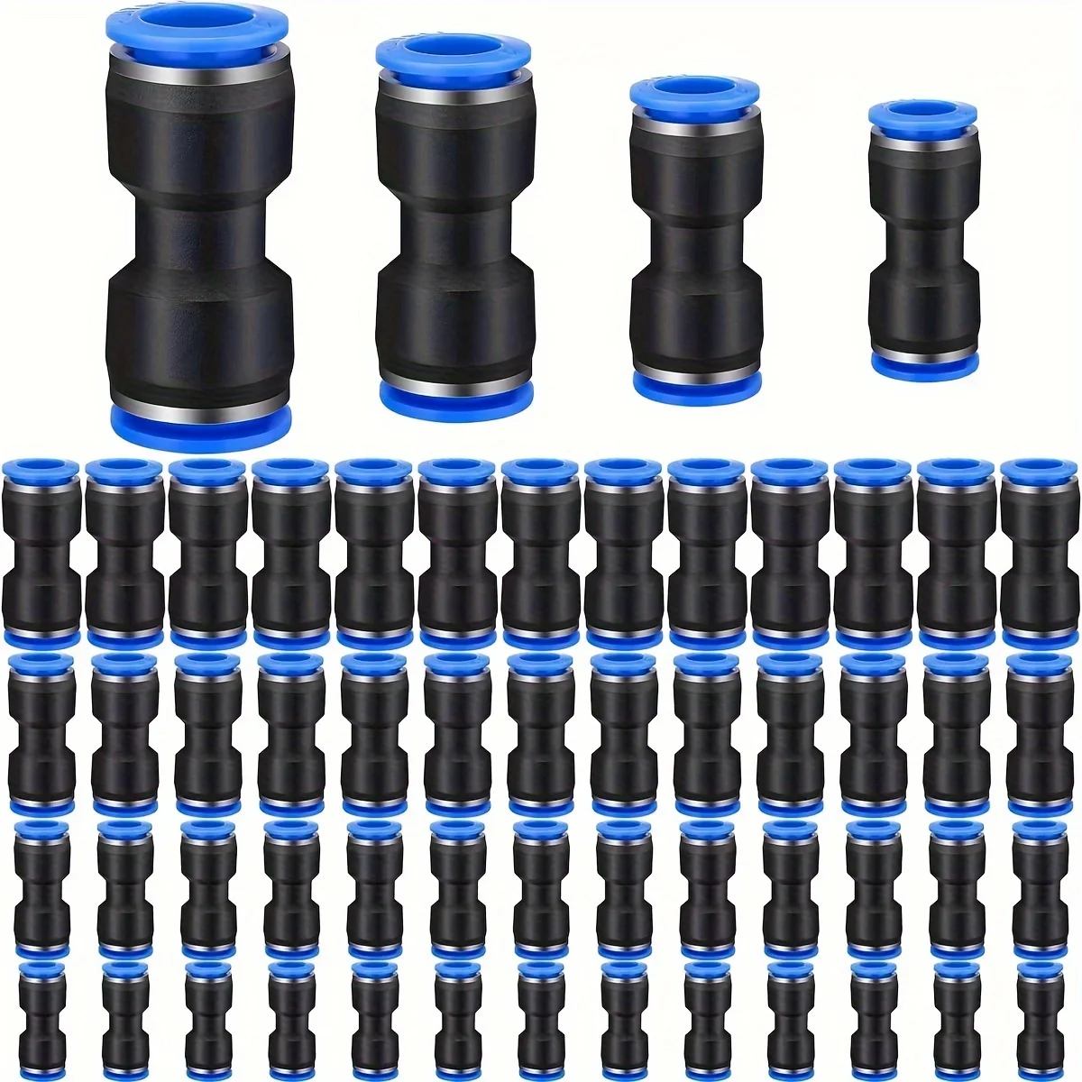 50pcs Quick Connect Air Hose Fittings - Universal Plastic Pneumatic Connectors for PU4-12mm Tube, 304 SS Lock Claw, Easy Install
