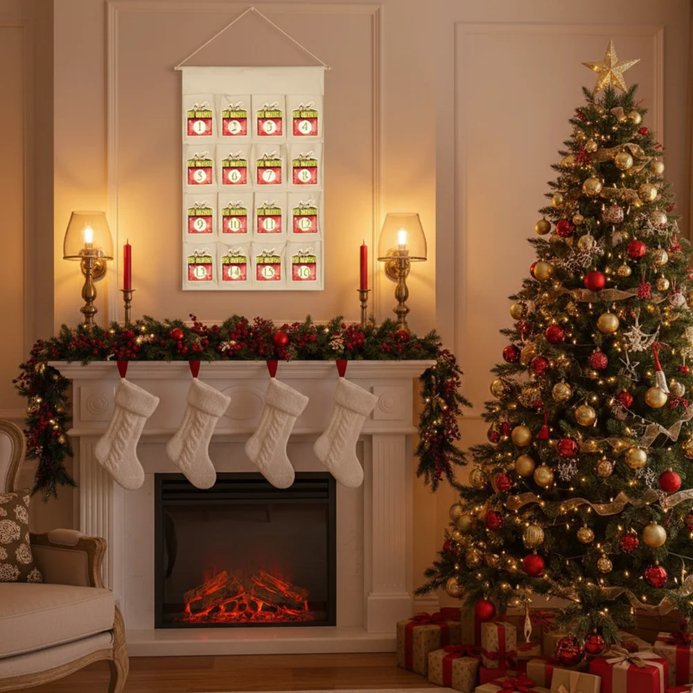 

16-grid Christmas hanging ornaments customizable calendar advent calendar personalized holiday Christmas family wall decorations