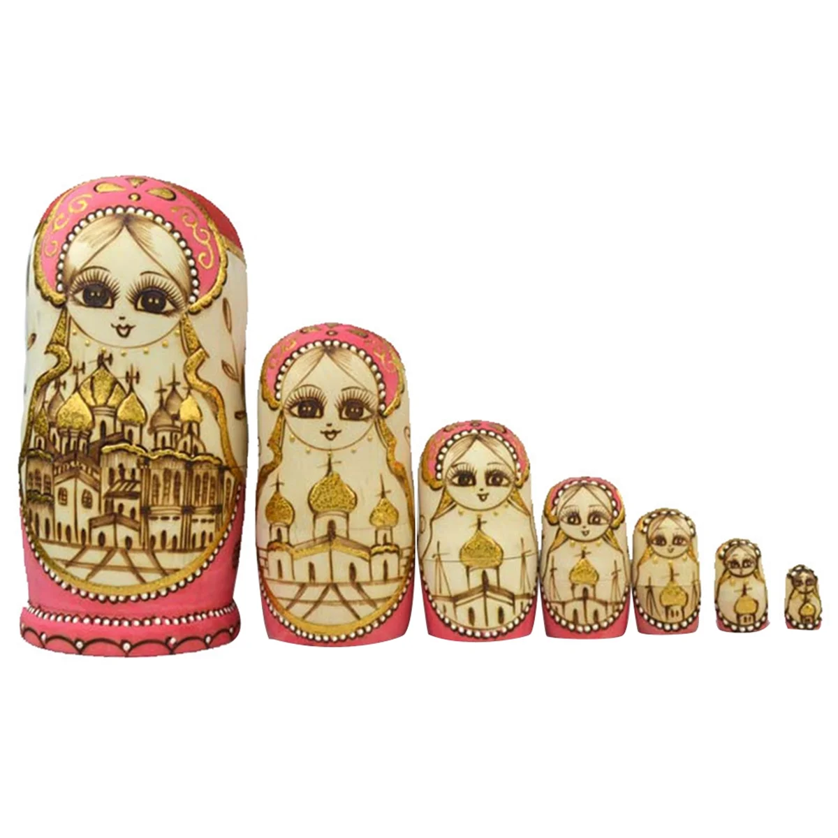 

7PCS Matryoshka Dolls Nesting Dolls Handmade Cute Wood Russian Nesting Doll DIY Castle Cute Nesting Dolls