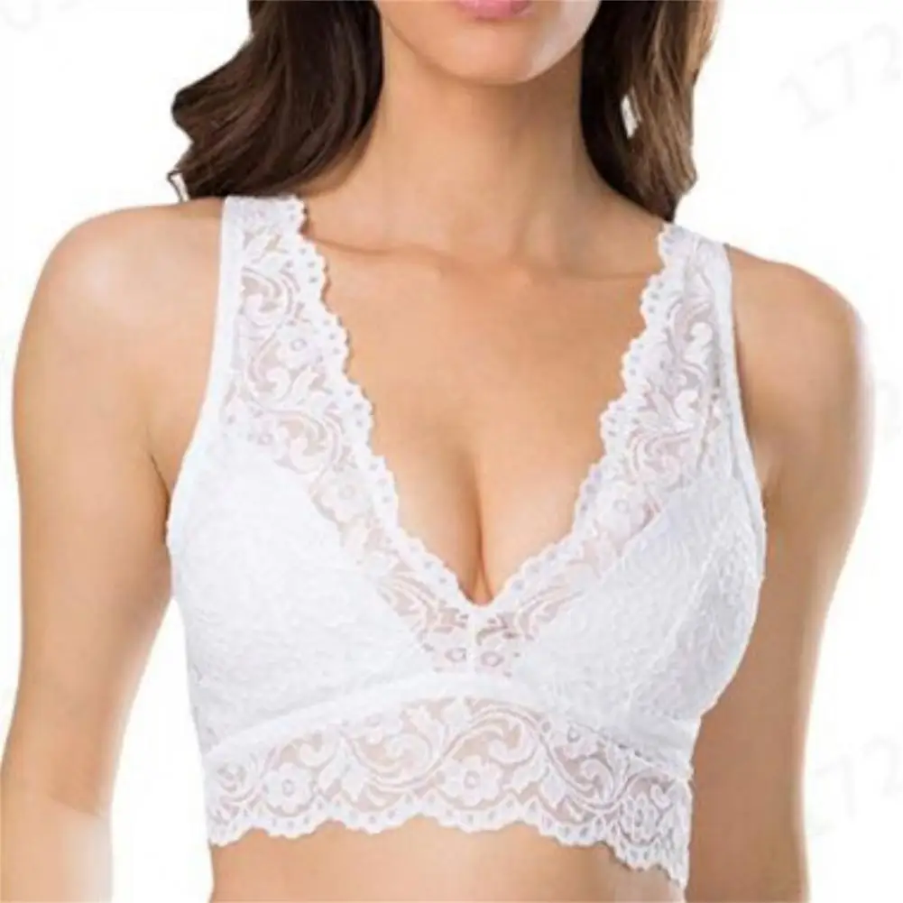 

Plus Size Bra Women Bralette Lace Edge Sexy Underwear Refreshing Wire Free Comfortable Full Cup Bralette For Female