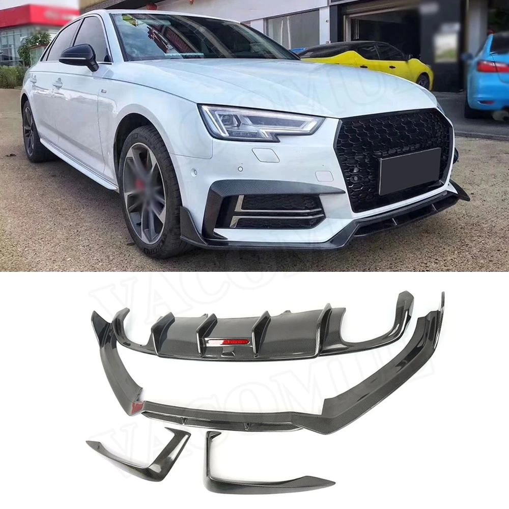 

VACOMUL For Audi A4 S4 B9 2017 2018 2019 Car Racing Carbon Fiber Front Eyebrow Cover Rear Bumper Lip Diffuser Spoiler Body Kits