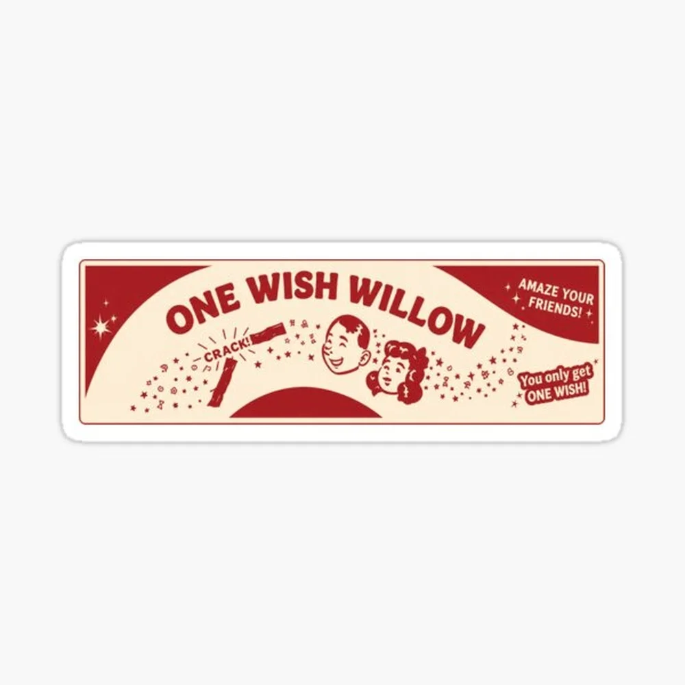 

One Wish Willow Sticker for Laptop Decor Bedroom Car Cute Cartoon Art Fashionable Public Suitcase