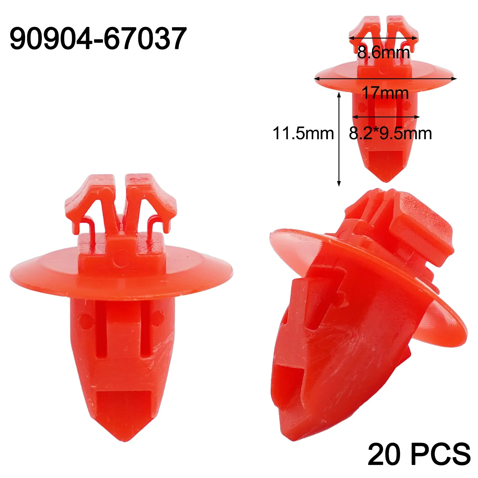 

20PC Plastic Red Fender Flare Moulding Retainer Clips 90904-67037 For Toyota For Land Cruiser Auto Interior Fastener Clip