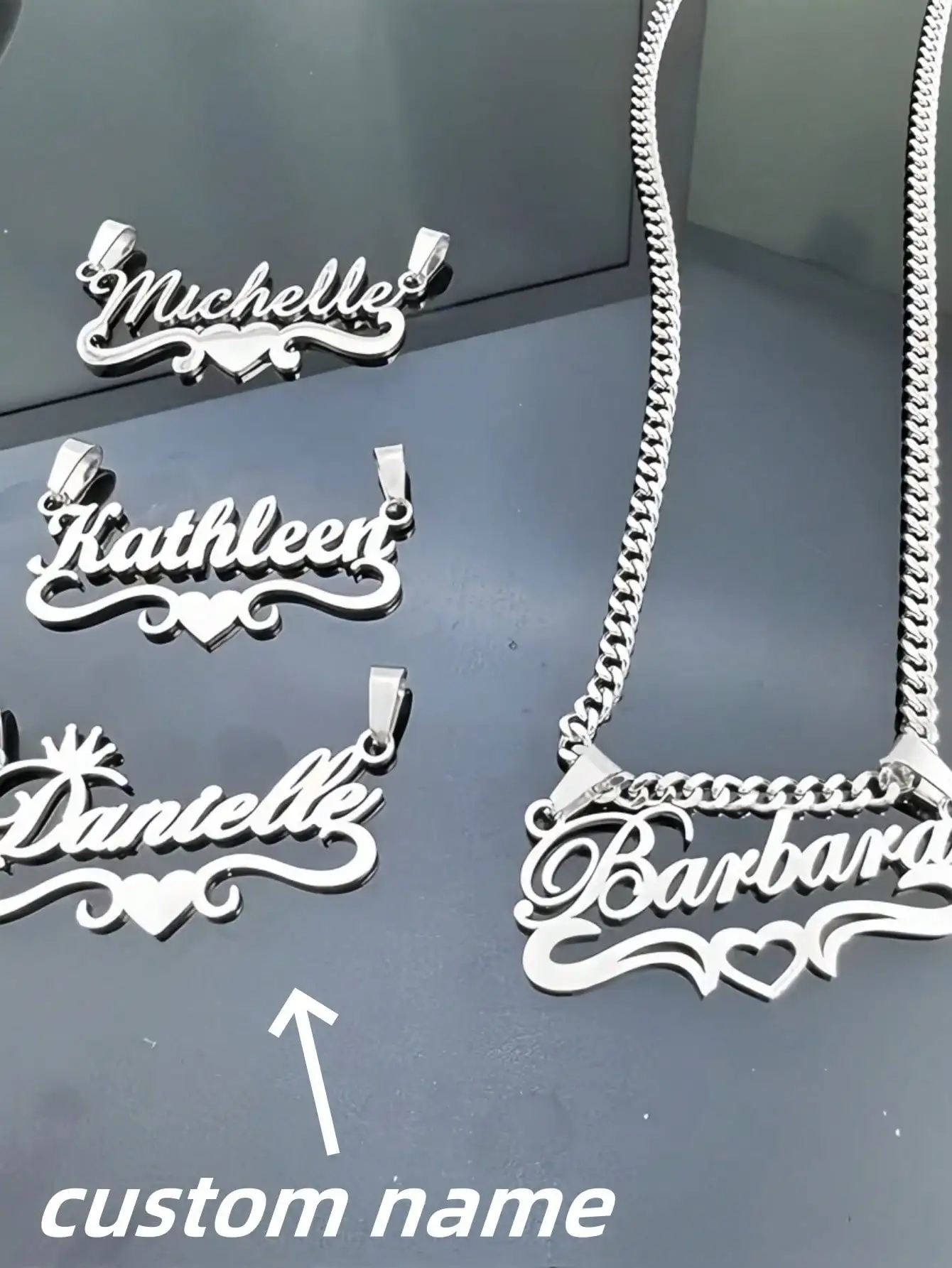 

DOREMI Gold Silver Rose Gold Custom Name Necklace For Men And Women No Mosaic Vintage Cuban Chain Party Style Fashion Necklace