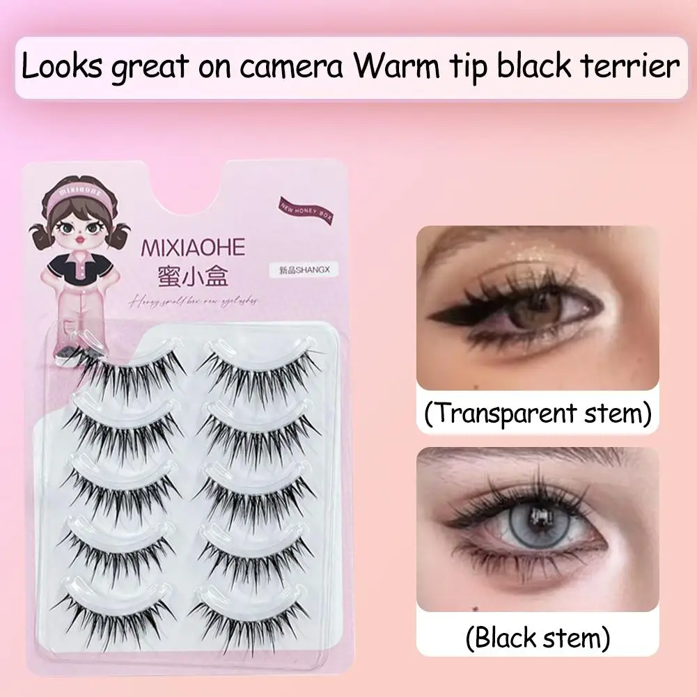 One Piece Lashes Thick Curly 3D Little Devil Eyelashes Extension Stem False Makeup Transparent Tools Eyelashes Natural I3P0
