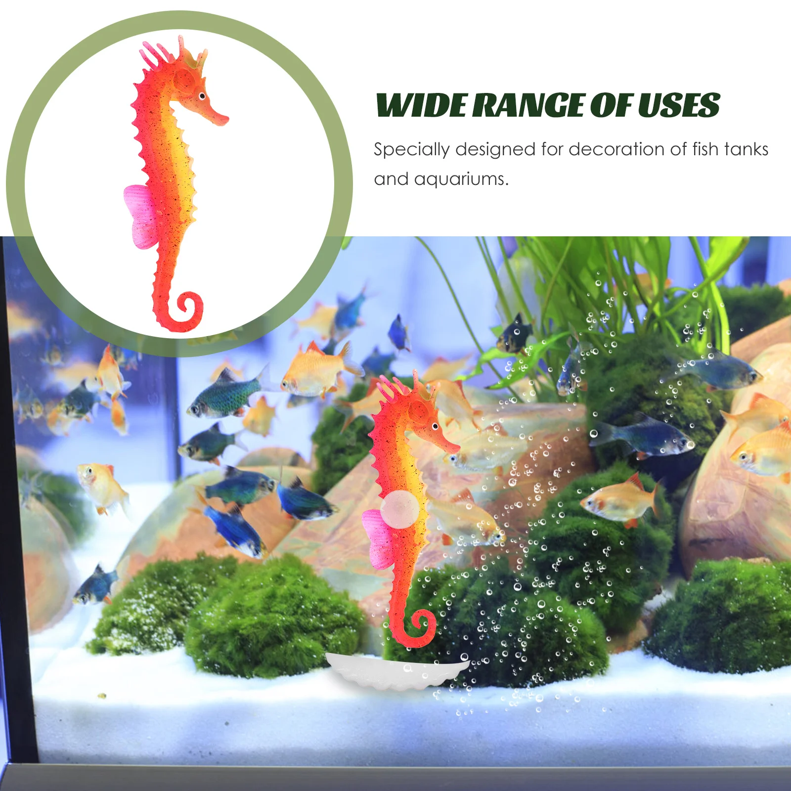 

Realistic Simulation Fluorescent Seahorse Decor for Aquarium Fish Tank Layout Compact Artificial Seahorse Ornament Safe Plastic