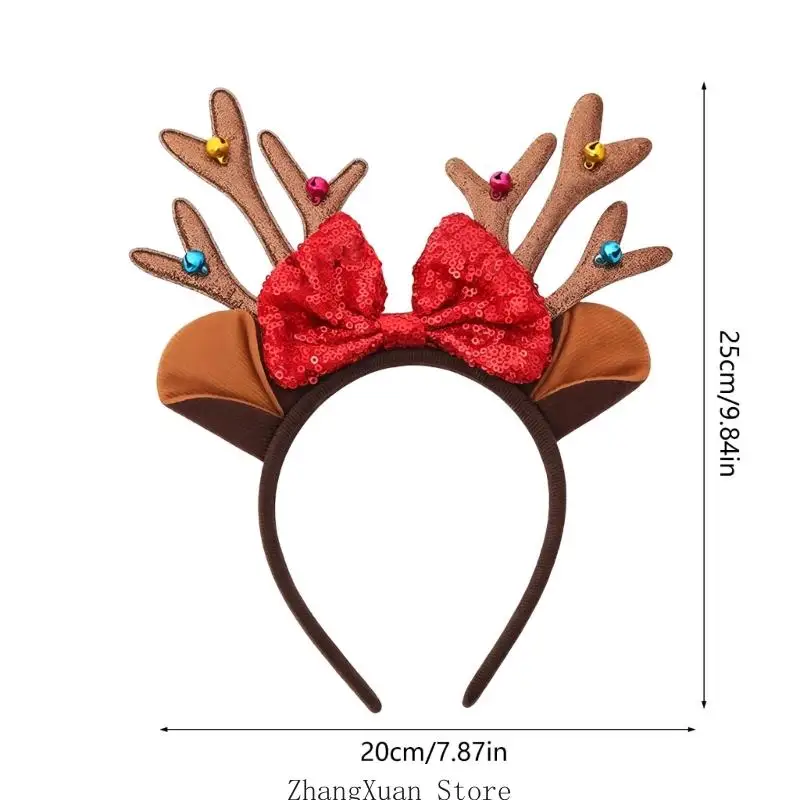 Weihnachts-Haarreifen-Set, 4-teilig, mit Hirschhorn-Detail, Haarband für Feiertagskostüme für Versammlungen, Schulprogramme und – Detail 6