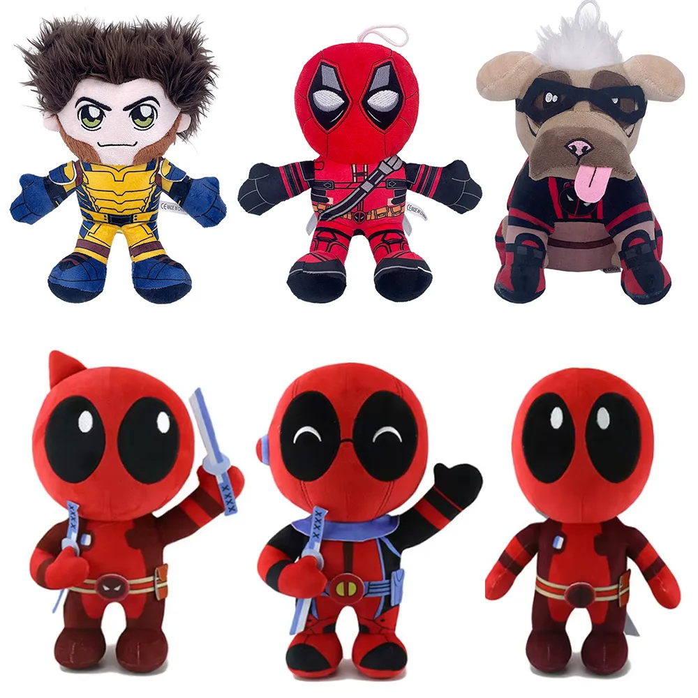 6styles New Cartoon 25cm Deadpools Plush Dolls Action Soft Stuffed Throw Pillow 2024 Movie Plush Gifts For Fans Kids Birthday