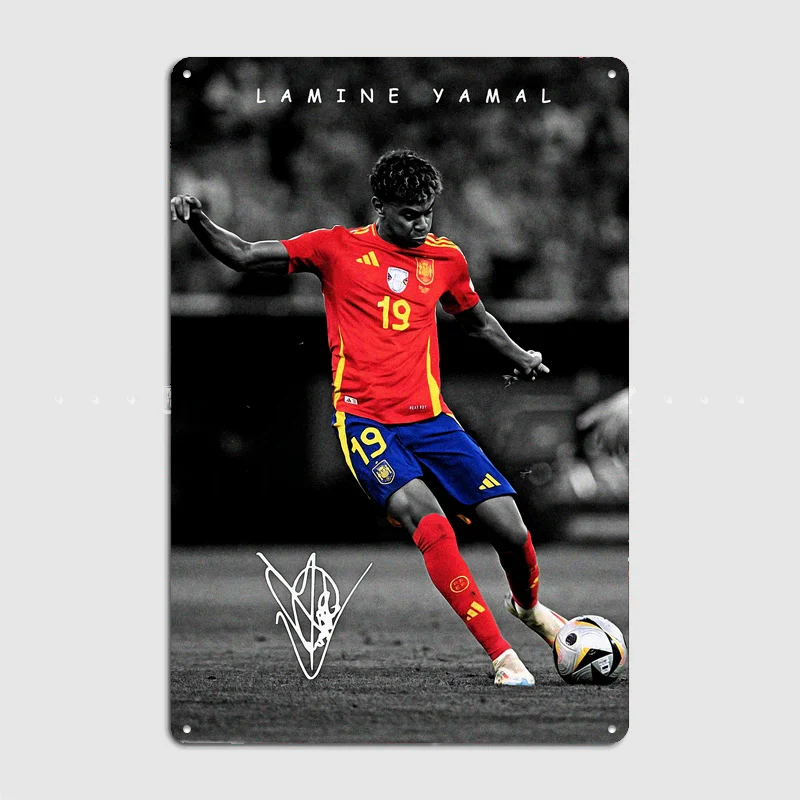 Lamine Yamal Football Player Poster Metal Posters Living Sign Indoor Outdoor Room Decoration Home Bar Decor Wall Decor